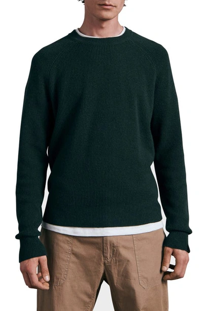 Rag & Bone Pierce Rib Cashmere Sweater In Darkgrn