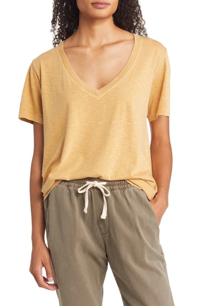 Marine Layer Boyfriend V-neck T-shirt In Bright Gold