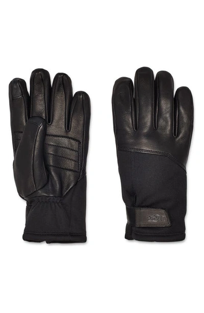 Ugg Faux Fur Lined Leather Gloves In Black