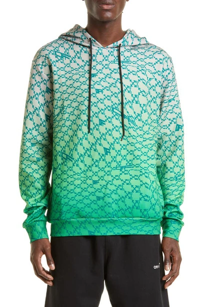Off-white Arrows-print Ombré-effect Hoodie In Green