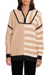 Staud Hampton Colorblock Stripe Quarter Zip Pullover In Sahara Stripe