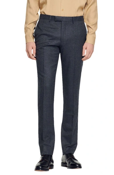Sandro Man Alpha Wool-flannel Tapered Pants In Anthrazit