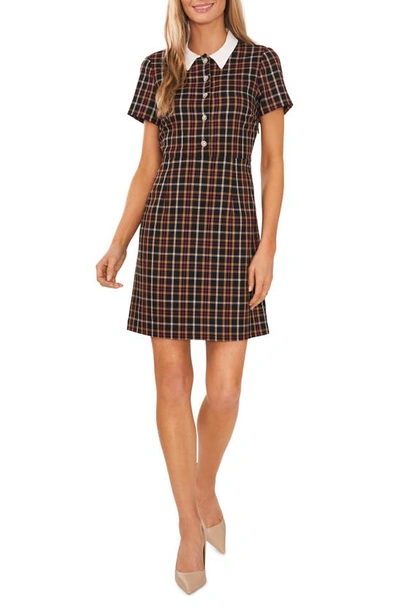 Cece Plaid A-line Dress In Rich Black