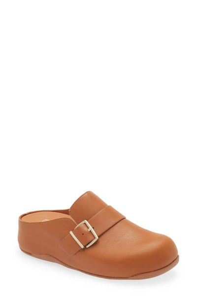 Fitflop 'shuv' Buckle Strap Leather Clog In Light Tan