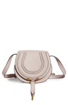 Chloé Marcie Mini Whipstitch Saddle Crossbody Bag In Misty Lavender/gold