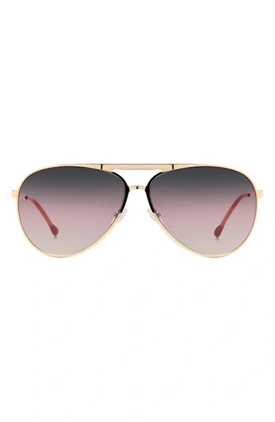 Isabel Marant 62mm Gradient Aviator Sunglasses In Rose Gold Red Grey Pink