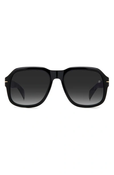 David Beckham Eyewear 55mm Gradient Square Sunglasses In Black / Grey Shaded