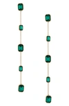 Ettika Linear Crystal Drop Earrings In Green