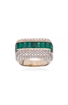 RAINBOW K EMPRESS DIAMOND & EMERALD RING