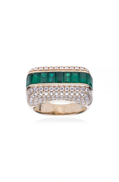 Rainbow K Empress Diamond & Emerald Ring In 18k Yellow Gold,diamonds,emeralds