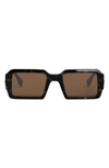 Fendi The Graphy 52mm Geometric Sunglasses In Dark Havana / Brown