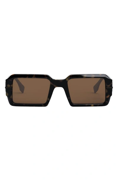Fendi The Graphy 52mm Geometric Sunglasses In Dark Havana / Brown