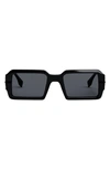 Fendi Graphy 52mm Rectangular Sunglasses In Shiny Black / Smoke