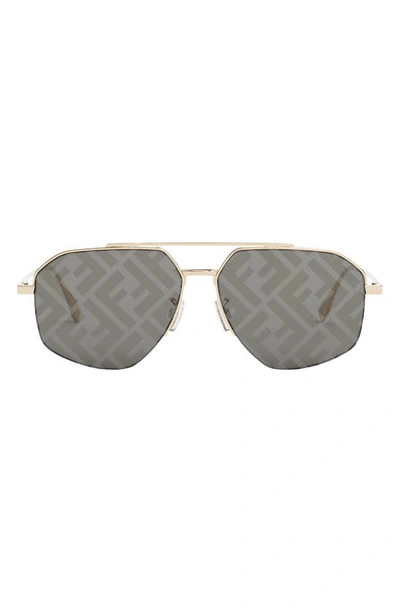 Fendi Travel 56mm Aviator Sunglasses In Silver