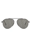 Fendi Travel 57mm Aviator Sunglasses In Ruthenium Smoke Mirror