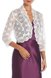 Nightway Sequin & Lace Shrug In Ivory