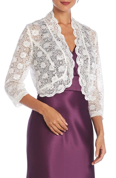 Nightway Sequin & Lace Shrug In Ivory