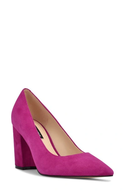 Nine West Cara Pointed Toe Pump In Medium Pink Suede