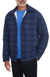 Vince Plaid Fleece Lined Shirt Jacket In Coastal Spruce Blue
