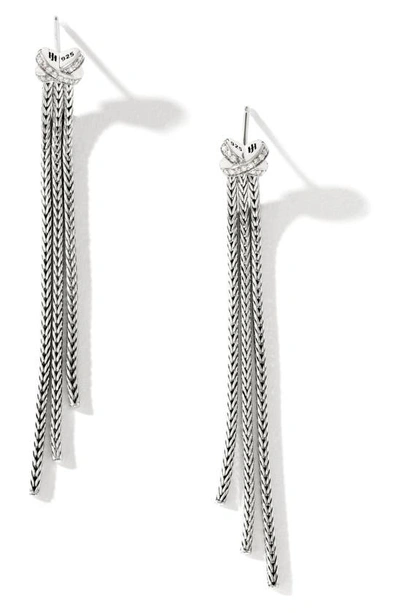 John Hardy Classic Chain Pavé Diamond Tassel Earrings In White Diamond