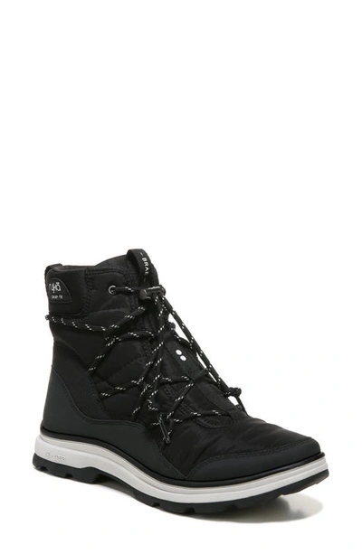 Ryka Brae Water-repellent Lace-up Boot In Black/black Fabric