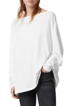 Allsaints Rita Oversize One-shoulder Long Sleeve T-shirt In White