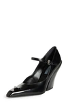 Prada Modellerie Leather Mary Jane Pumps In Nero