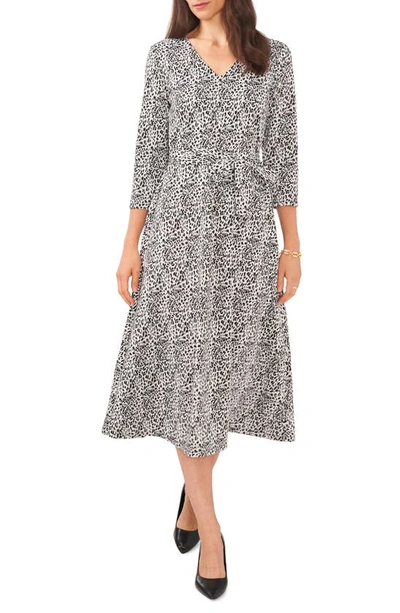 Chaus Animal Print Jacquard Midi Dress In Black/ White