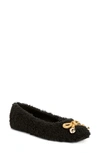 Katy Perry Women's The Evie Fuzzy Christmas Square Toe Flats Women's Shoes In Black/ Gold