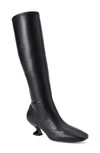 Katy Perry Womens Faux Leather Square Toe Knee-high Boots In Black