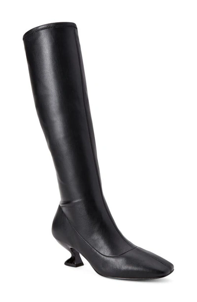 Katy Perry Womens Faux Leather Square Toe Knee-high Boots In Black
