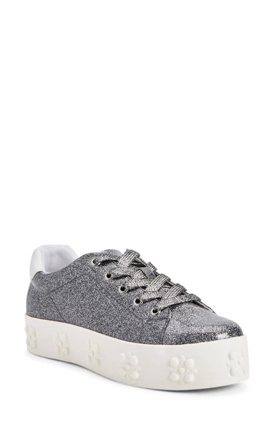 Katy Perry The Florral Sneaker Womens Floral Glitter Casual And Fashion Sneakers In Grey