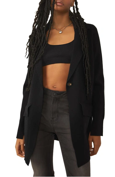Free People Sarah Ribbed Knit Blazer In Black