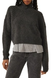 Free People Bradley Turtleneck Sweater In Charcoal Heather