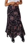Free People Backseat Glamour Floral-print Maxi Skirt In Black