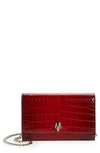 Alexander Mcqueen Small The Skull Croc Embossed Leather Crossbody Bag In Red