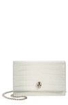 Alexander Mcqueen Mini Skull Croc-embossed Leather Shoulder Bag In Ivory