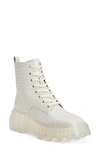 Katy Perry Women's The Geli Combat Square Toe Lug Sole Boots Women's Shoes In White