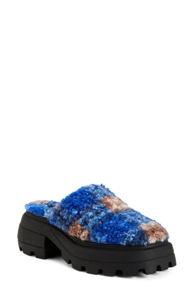 Katy Perry Women's The Geli Combat Square Toe Cozy Lug Sole Mules Women's Shoes In Blue Multi