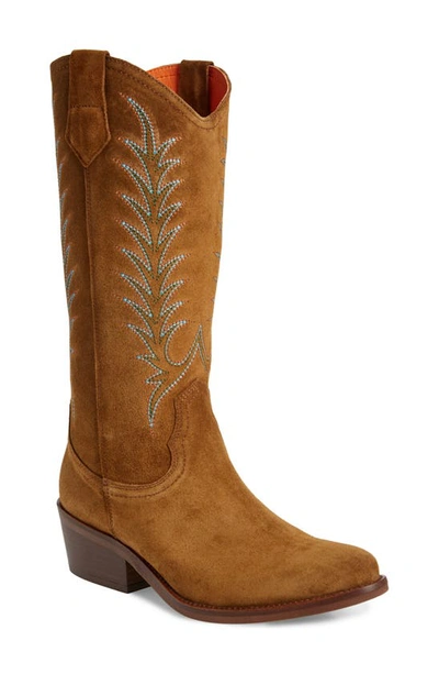 Penelope Chilvers Goldie Embroidered Cowboy Boot In Brown