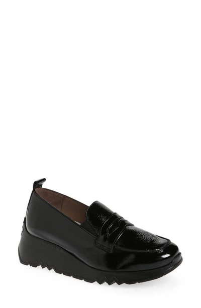 Wonders Sport Wedge Penny Loafer In Black