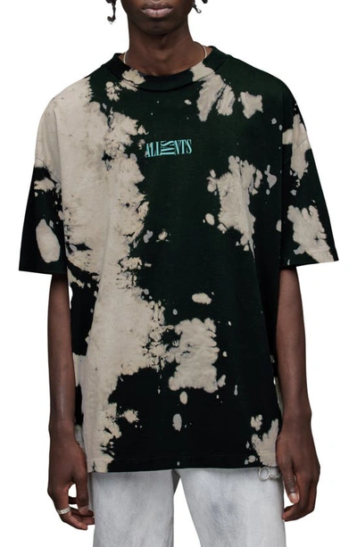 Allsaints Tie Dye Oversize Cotton T-shirt In Jet Black