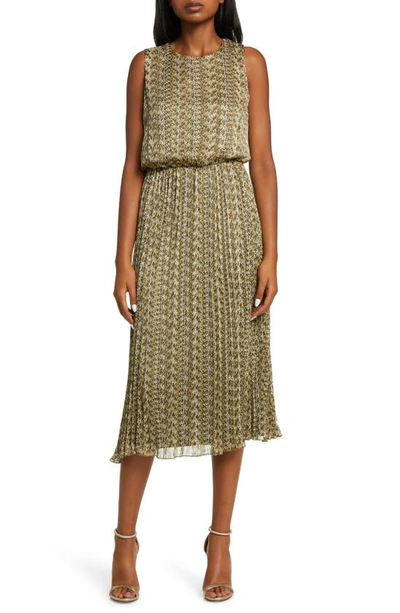 Sam Edelman Pebbled Python Print Sleeveless Dress In Green