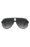 Carrera Eyewear 63mm Polarized Aviator Sunglasses In Black White / Grey Shaded