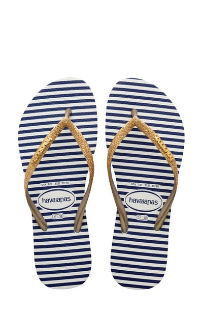 Havaianas Women's Slim Glitter Stripes Sandals Women's Shoes In White/sand