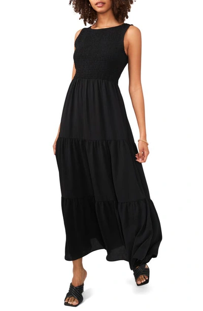 Vince Camuto Women's Crinkle-gauze Open-back Tiered Maxi Dress In Rich  Black | ModeSens
