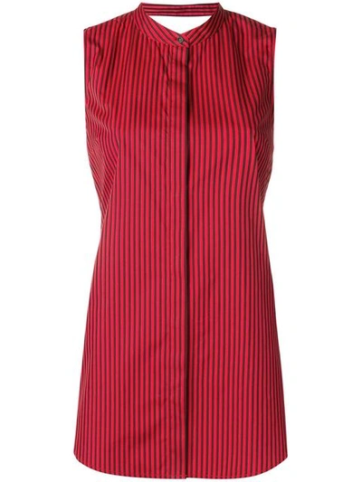 3.1 Phillip Lim / フィリップ リム Knot Back Stripe Cotton-silk Sleeveless Top In Red