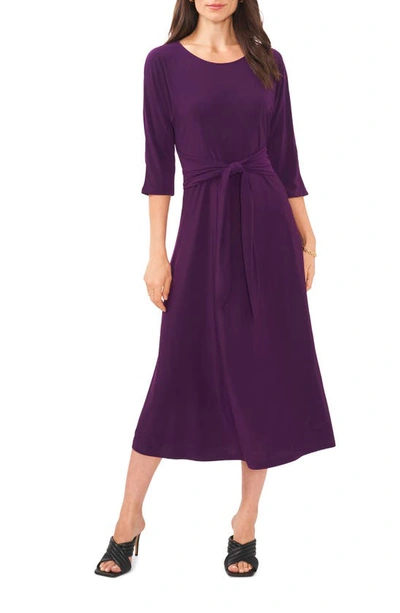 Chaus Tie Front Midi Dress In Luxe Plum