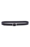 Nordstrom Daphne Covered Buckle Leather Trouser Belt In Black