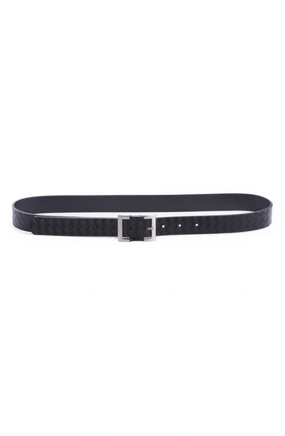 Nordstrom Daphne Covered Buckle Leather Trouser Belt In Black